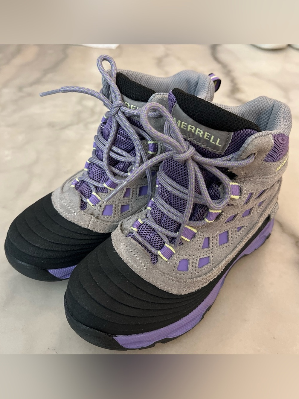 Merrell Kids Purple and Gray Waterproof Hiking Boots